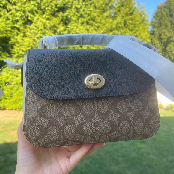Coach Top Handle Satchel In Blocked Signature Canvas - Picture 1 of 9